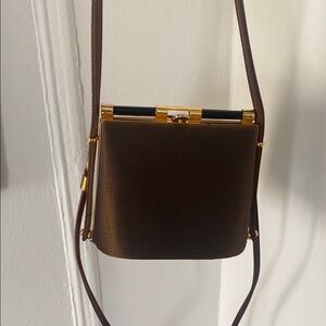 Elegant Brown silk feel mini bag / purse